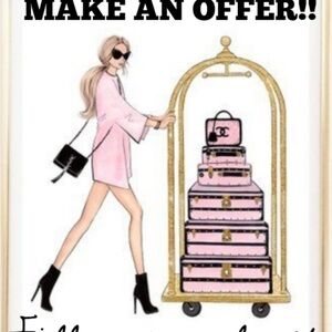 CHANEL Pink and Black Luggage Illustration